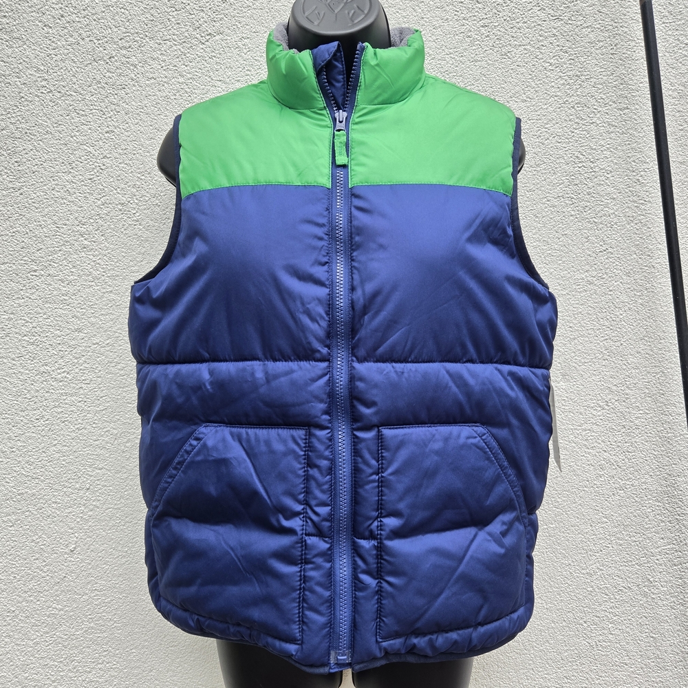 Old Navy Vest Women's Large Navy Frost Free Puffer Fleece Lined Full Zip Quilted